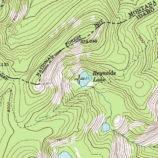 Topographic Map of Reynolds Lake, ID
