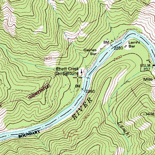Topographic Map of Rhett Creek, ID