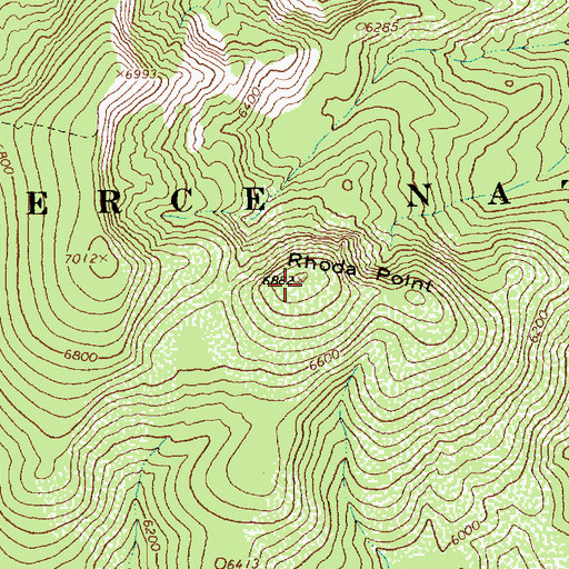 Topographic Map of Rhoda Point, ID