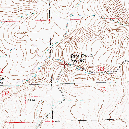 Topographic Map of Rice Creek Spring, ID