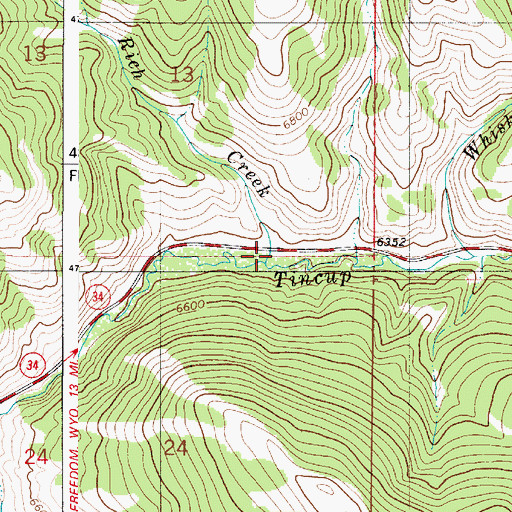 Topographic Map of Rich Creek, ID