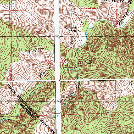 Topographic Map of Richardson Creek, ID