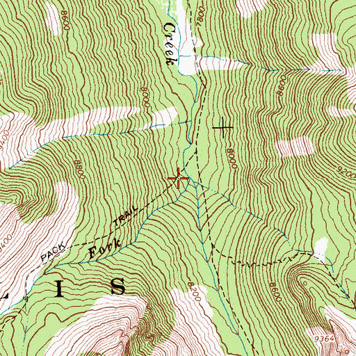 Topographic Map of Right Fork Fall Creek, ID