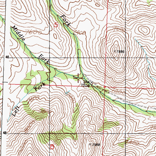 Topographic Map of Right Fork Bear Creek, ID