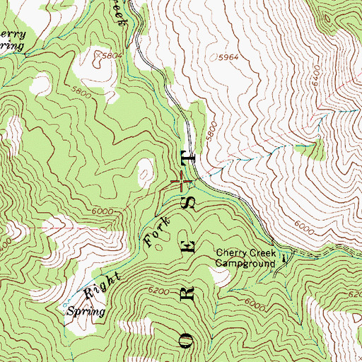 Topographic Map of Right Fork Cherry Creek, ID
