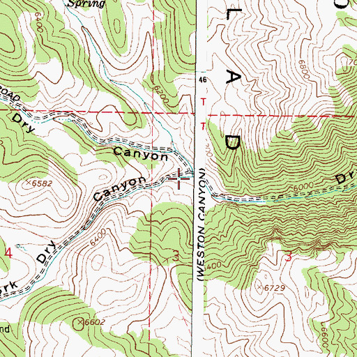 Topographic Map of Right Fork Dry Canyon, ID