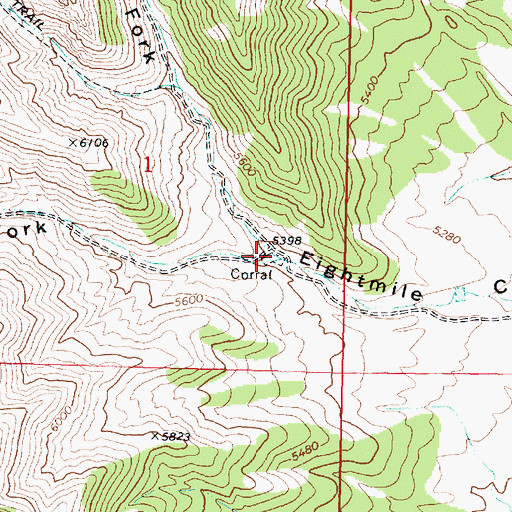 Topographic Map of Right Fork Eightmile Canyon, ID