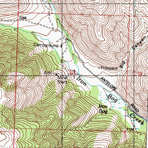 Topographic Map of Right Fork Iron Bog Creek, ID