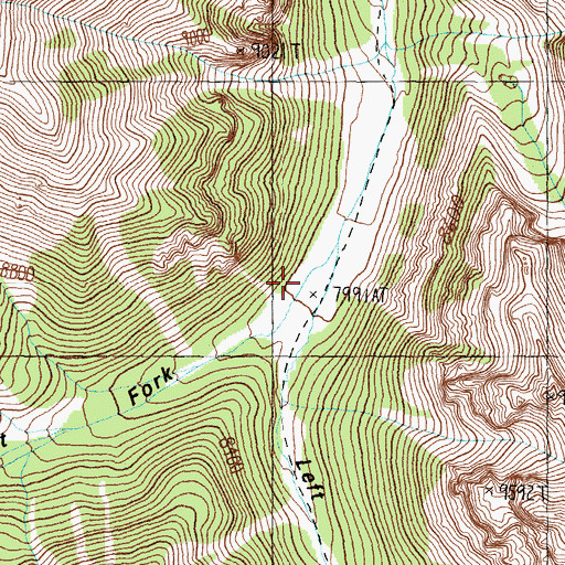 Topographic Map of Right Fork Rocky Canyon, ID