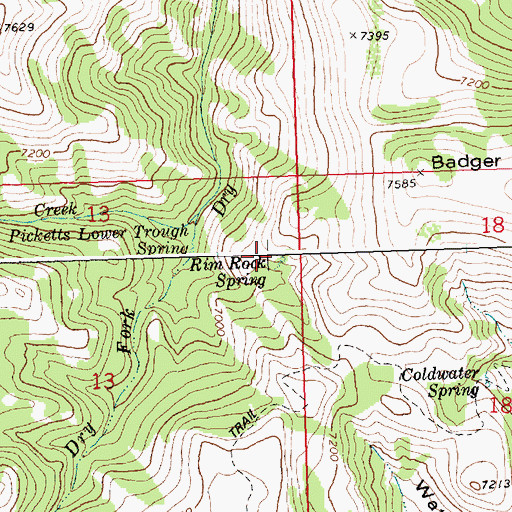 Topographic Map of Rim Rock Spring, ID