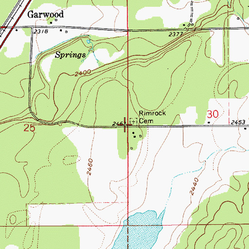 Topographic Map of Rimrock Cemetery, ID