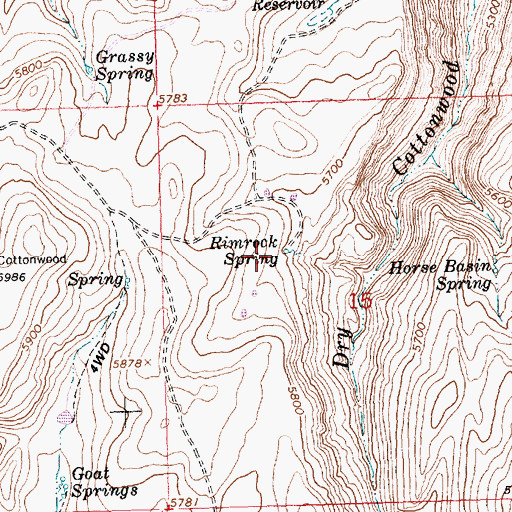Topographic Map of Rimrock Spring, ID