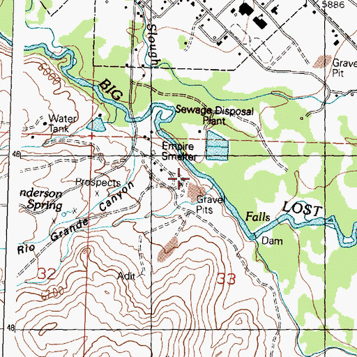 Topographic Map of Rio Grande Canyon, ID