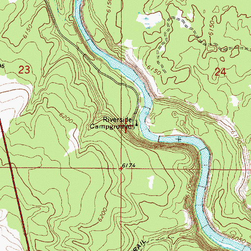 Topographic Map of Riverside Campground, ID