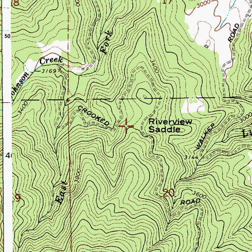 Topographic Map of Riverview Saddle, ID