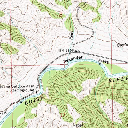 Topographic Map of Road Creek, ID