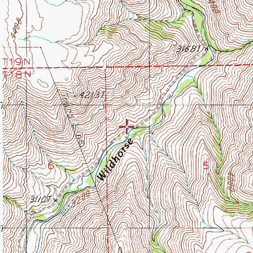 Topographic Map of Road Creek, ID