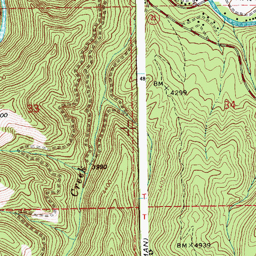 Topographic Map of Road Fork Creek, ID