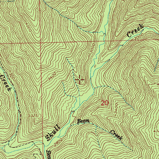 Topographic Map of Roaring Creek, ID