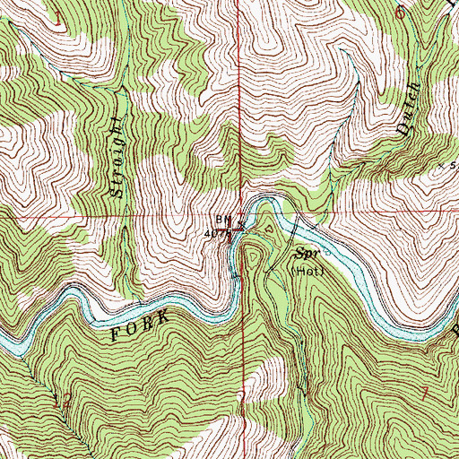 Topographic Map of Roaring River, ID