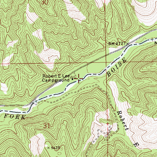 Topographic Map of Robert E Lee Creek, ID