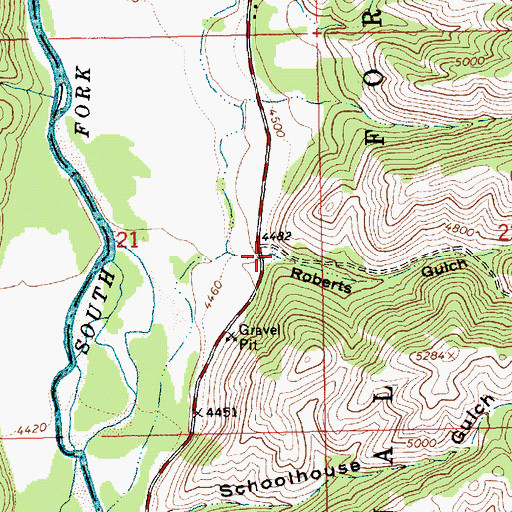 Topographic Map of Roberts Gulch, ID