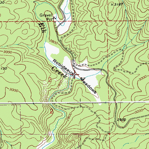Topographic Map of Robideaux Meadows, ID