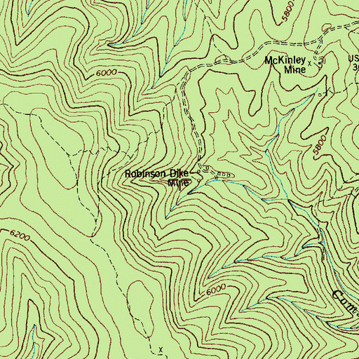 Topographic Map of Robinson Dike Mine, ID