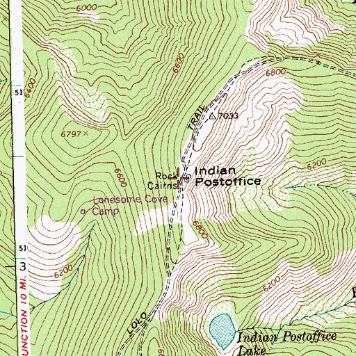 Topographic Map of Rock Cairns, ID