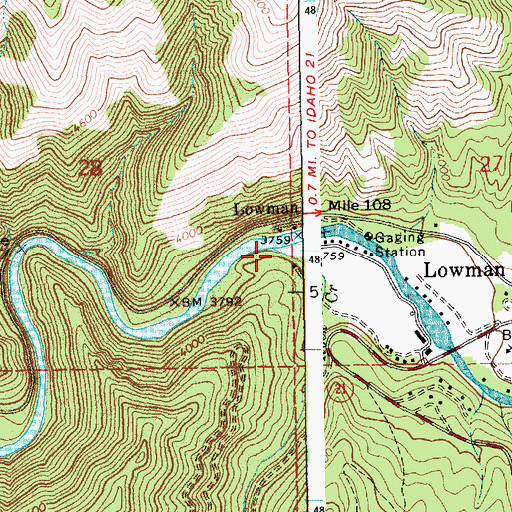 Topographic Map of Rock Creek, ID
