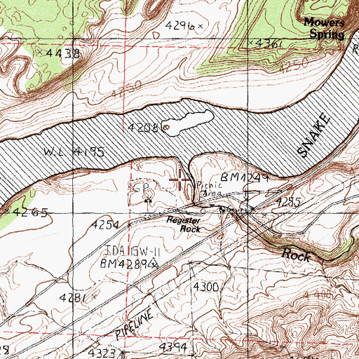 Topographic Map of Rock Creek, ID