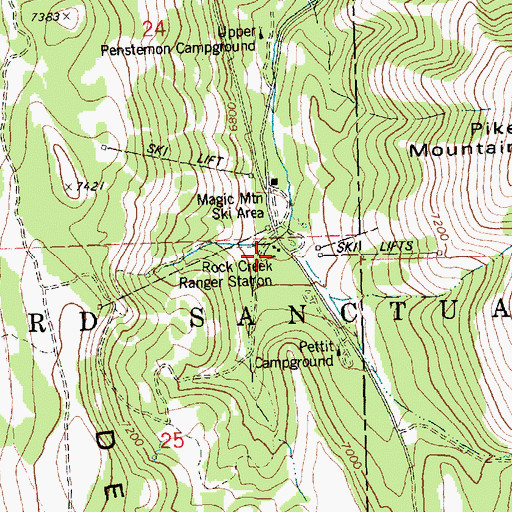 Topographic Map of Rock Creek Guard Station, ID