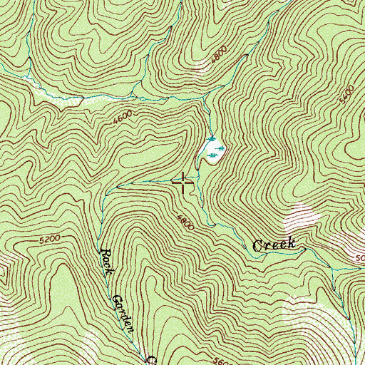 Topographic Map of Rock Garden Creek, ID