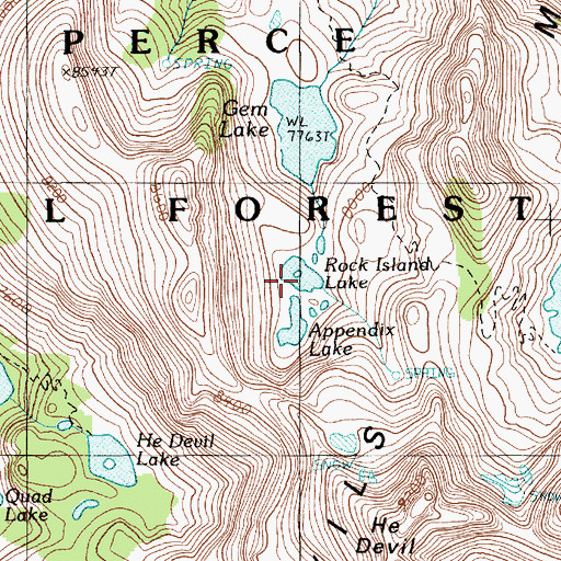 Topographic Map of Rock Island Lake, ID