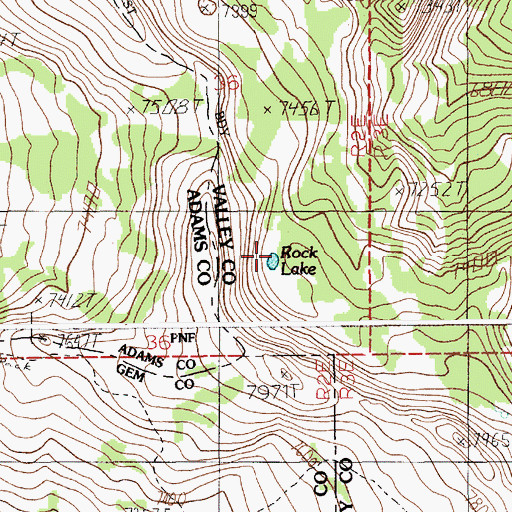 Topographic Map of Rock Lake, ID