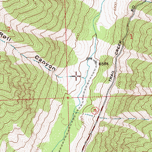 Topographic Map of Rock Roll Canyon, ID
