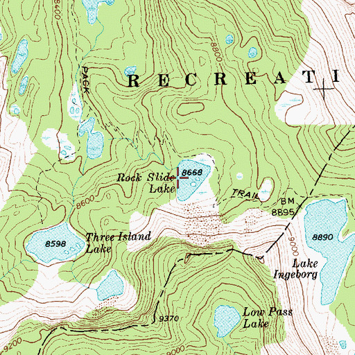 Topographic Map of Rock Slide Lake, ID