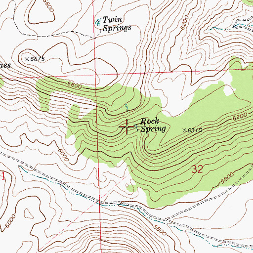 Topographic Map of Rock Spring, ID