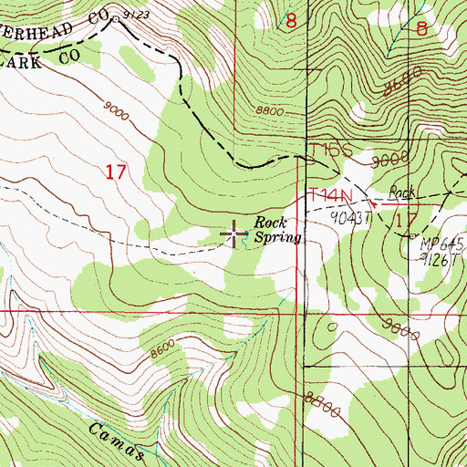 Topographic Map of Rock Spring, ID