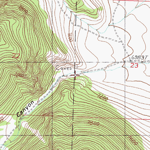 Topographic Map of Rock Spring Canyon, ID