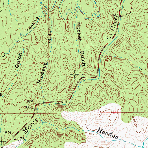 Topographic Map of Rocker Gulch, ID