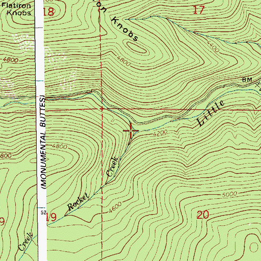 Topographic Map of Rocket Creek, ID