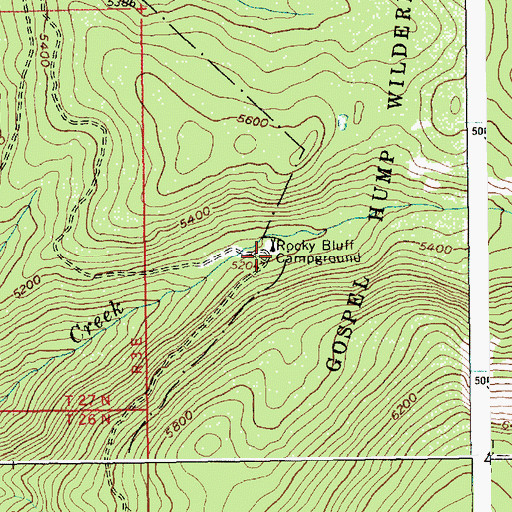 Topographic Map of Rocky Bluff Campground, ID