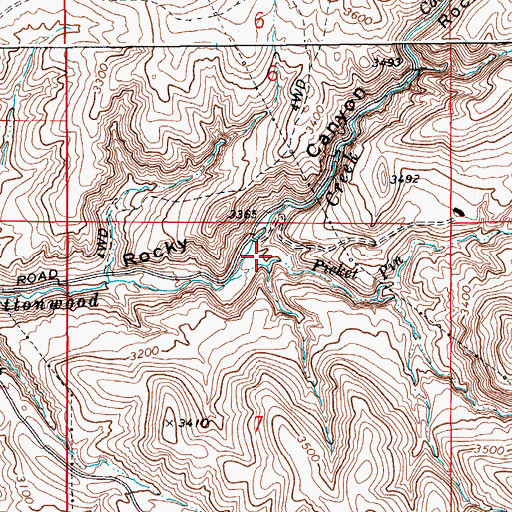 Topographic Map of Rocky Canyon, ID