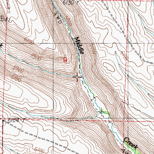 Topographic Map of Rocky Creek, ID