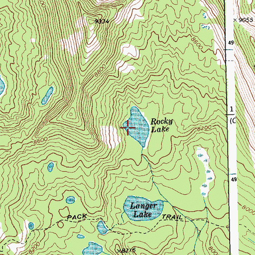 Topographic Map of Rocky Lake, ID