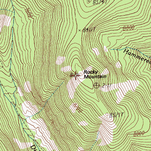 Topographic Map of Rocky Mountain, ID