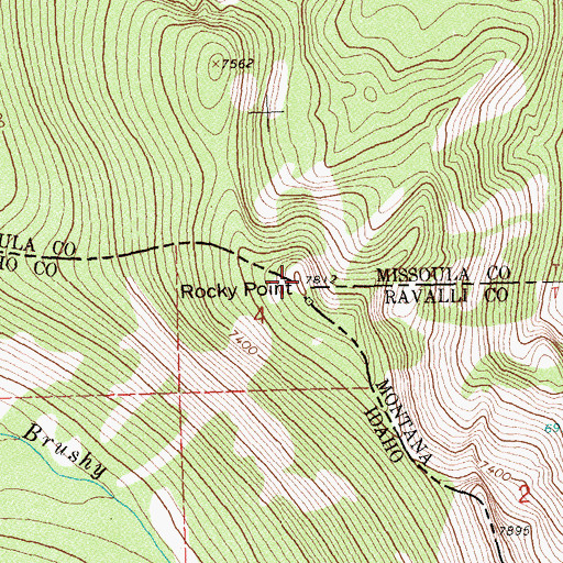 Topographic Map of Rocky Point, ID