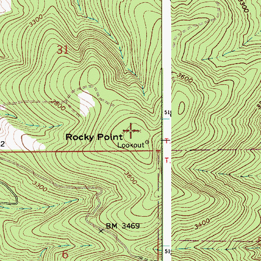 Topographic Map of Rocky Point, ID