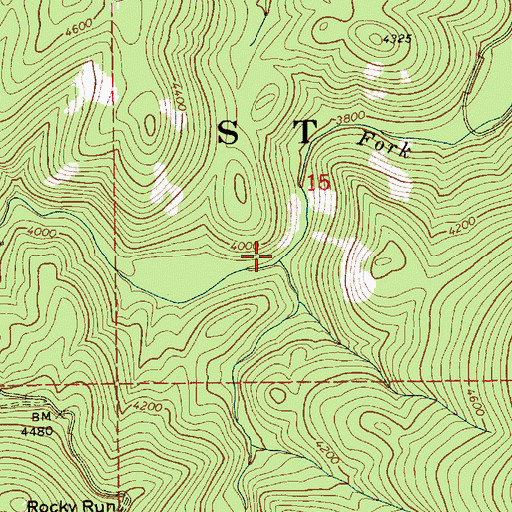 Topographic Map of Rocky Run, ID